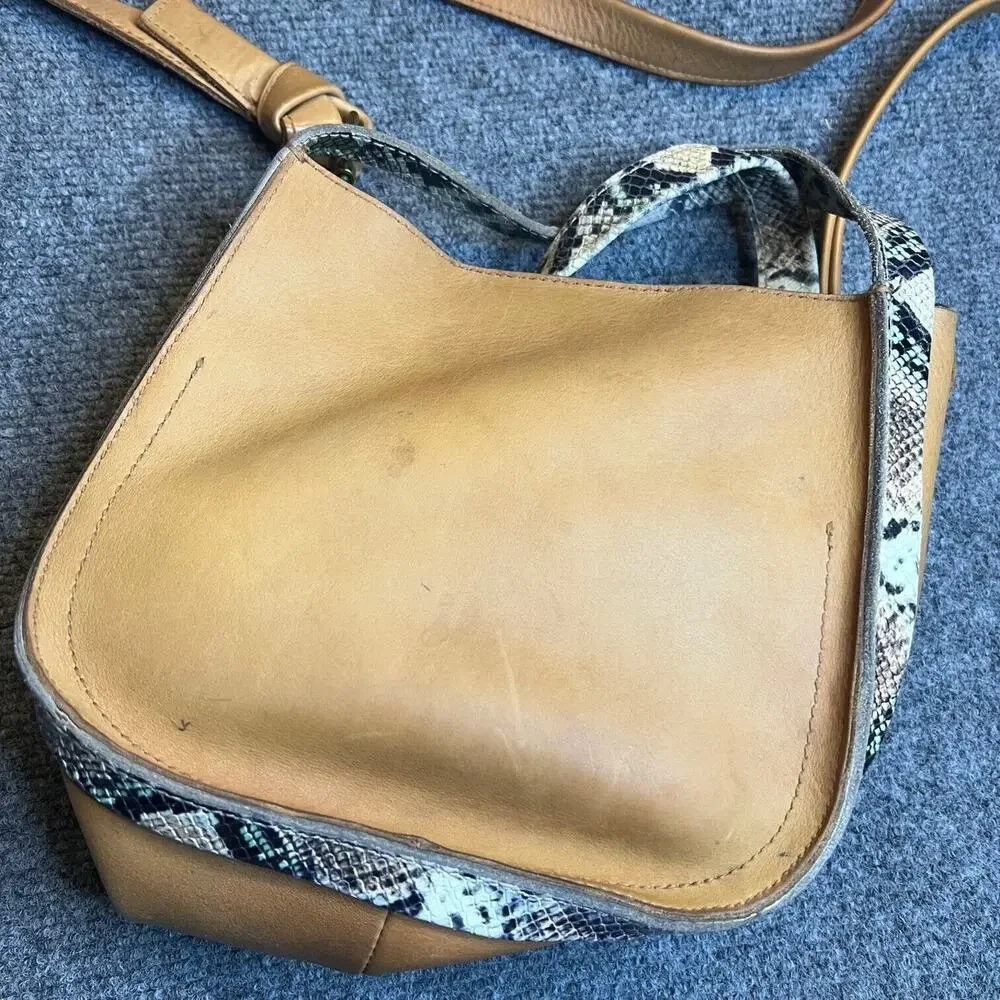 Madewell Sydney Crossbody Bag Snakeskin Embossed Leather Handle Removable Strap
